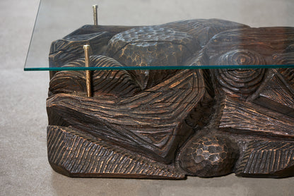 Ąžuolinis kavos staliukas „Afrikos ritmai“