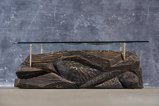 Ąžuolinis kavos staliukas „Afrikos ritmai“